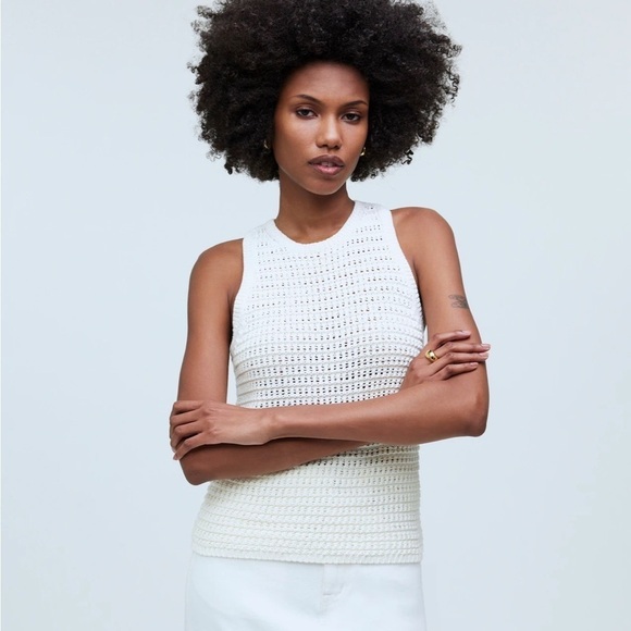 Madewell Crochet-Knit Crewneck Sweater Tank - Picture 2 of 5